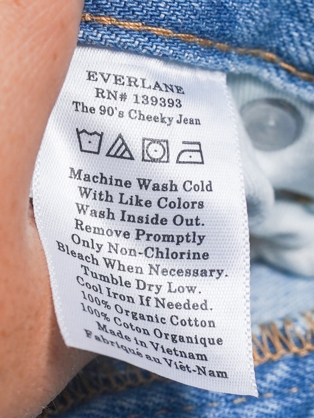 Everlane 90s Cheeky Jean Organic Cotton Light Wash Button Fly Straight Leg - Picture 6 of 6